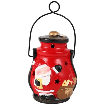 

Christmas Painted Home Cute Lanterns Bar Hanging Tree Ornament with Light Ceramic Craft Snowman Santa Claus Party Décor