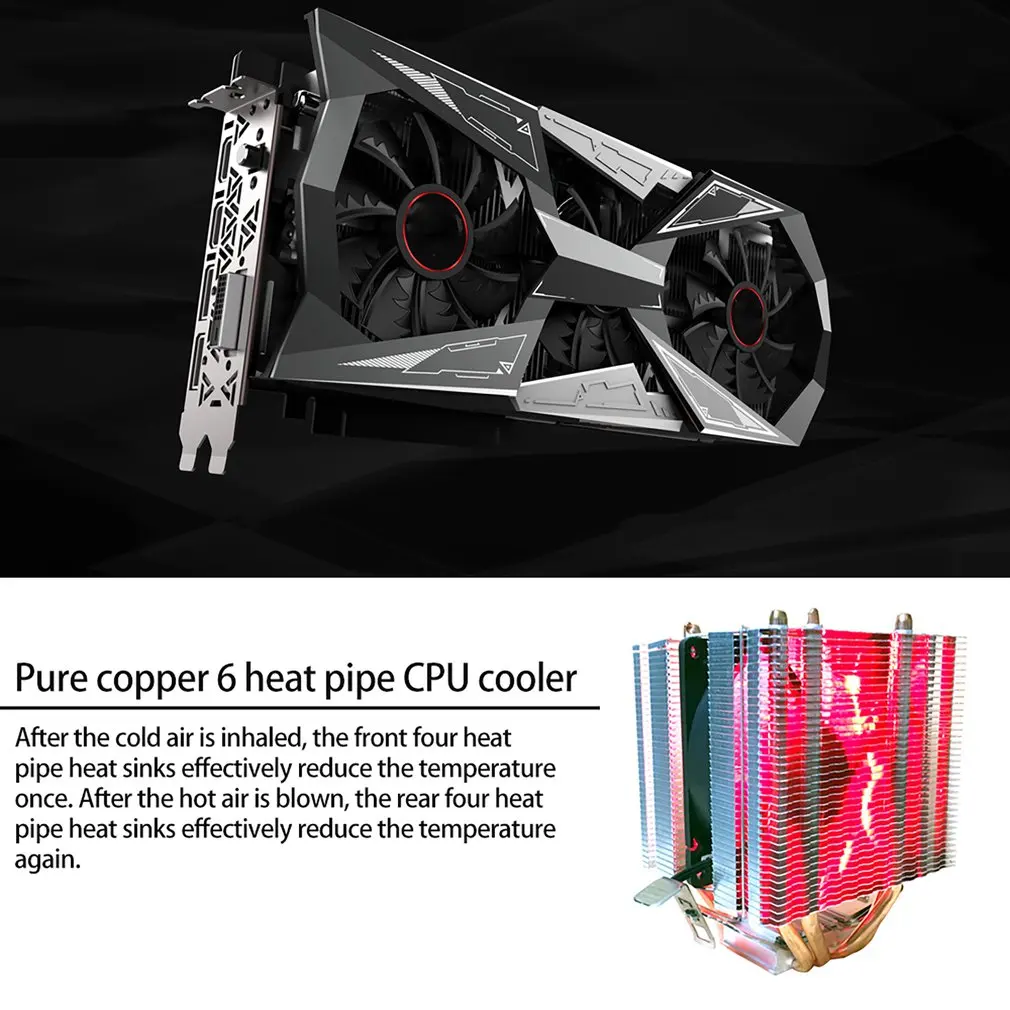 AVC Чистая медь 6 тепловая трубка 3 pin процессор теплоотвод AMD 1155 1156 настольный компьютер процессор вентилятор кулер теплоотвод один или двойной ветер