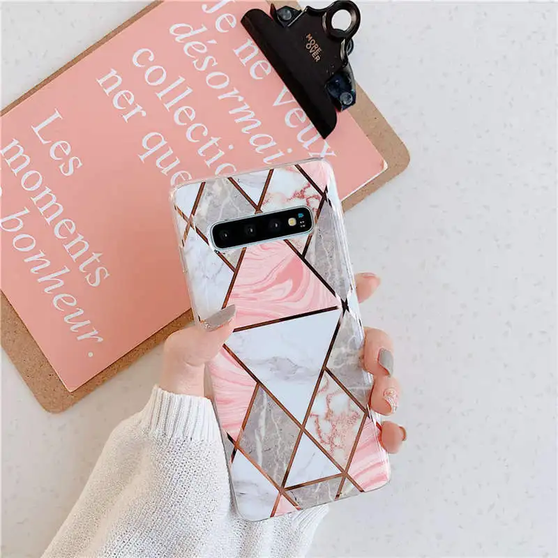 Гальванический мраморный чехол для samsung Galaxy A50 A70 A40 Note 10 S8 S9 S10 Plus S10E силиконовый чехол для телефона мягкий ТПУ задняя крышка - Цвет: 1