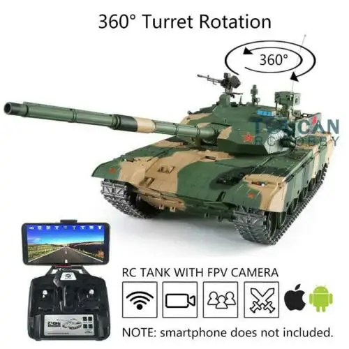 

Henglong 1/16 Scale 6.0 Upgraded FPV Chinese 99A RTR RC Tank 3899A 360 Turret TH16228