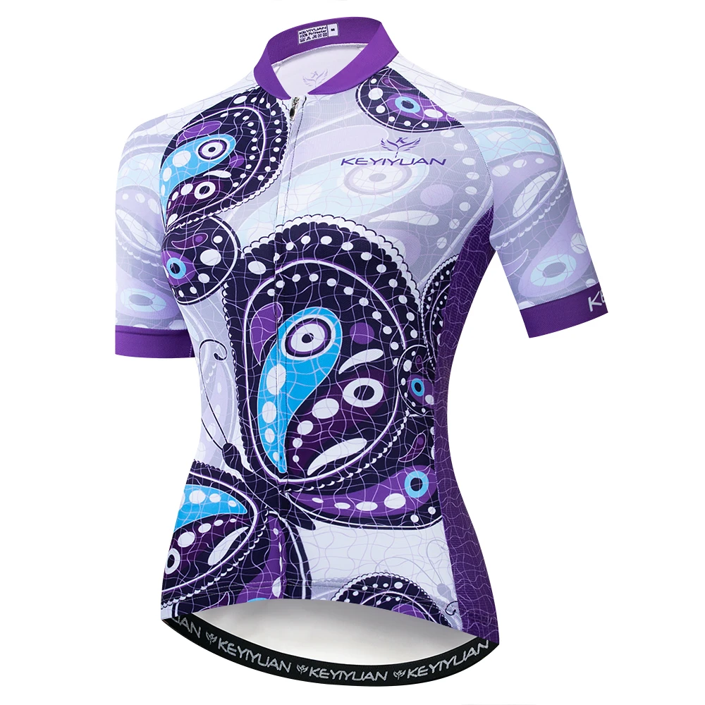 

KEYIYUAN Women Short Sleeve Cycling Jersey Tops Bike Sweat Shirts Ladies Bicycle Clothing MTB Cycle Wear Roupa Ciclista Feminina