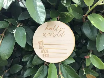 

Custom Hello World Birth Name Date Height Weight Announcement Sign Newborn Photo Props New Baby Gift Nursery Baby Shower Anno