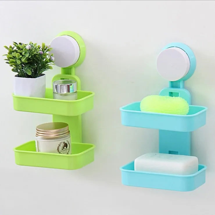 Sucker Soap Dish Hole Punched Wall Hanging Creative Double Layer Toilet Large Size Household Soap Box Water Draining Soap Holder