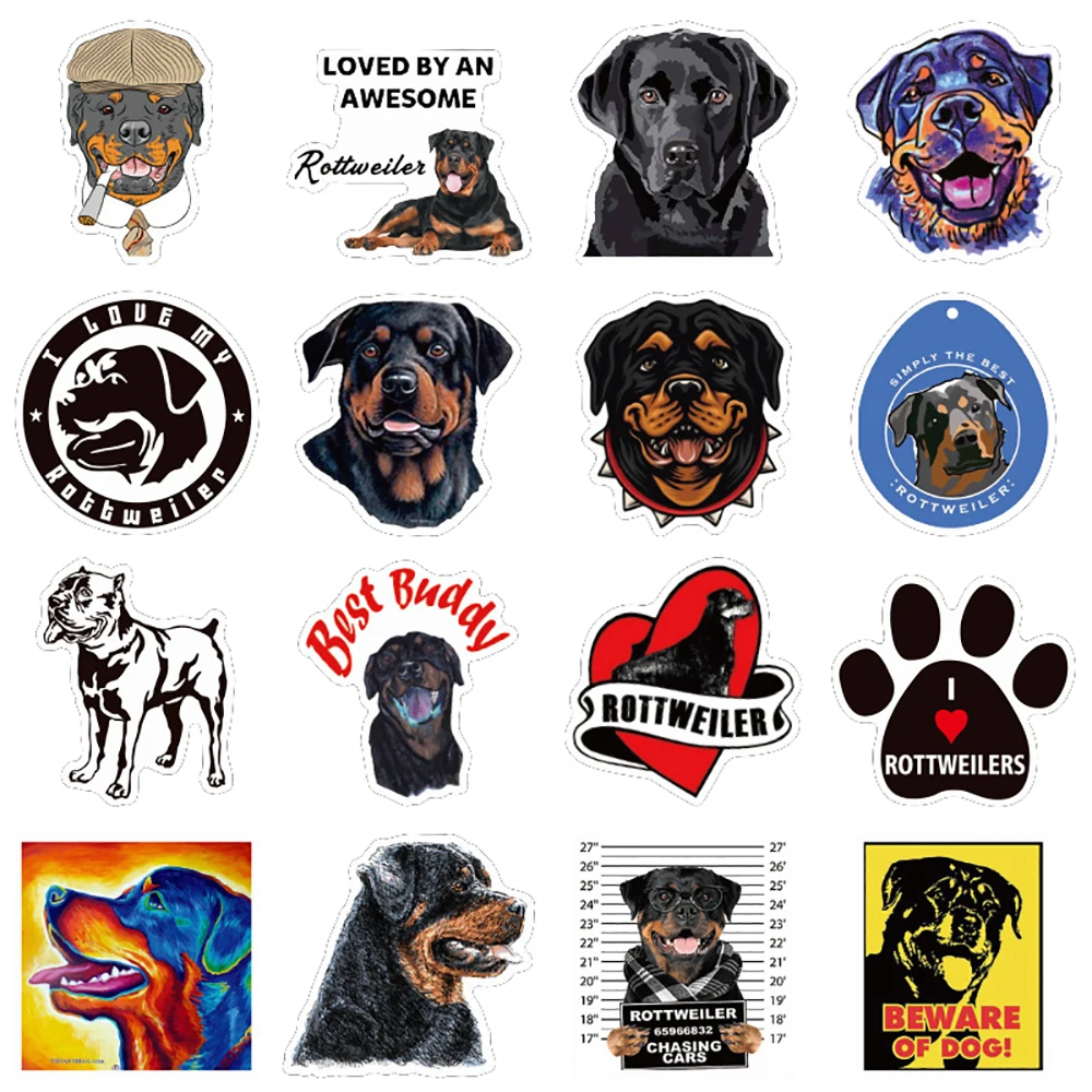 10/30/50PCS Cute Rottweiler Dog Stickers Travel Luggage Phone Guitar Fridge Laptop Waterproof Classic Kid Toy Gift Sticker Decal