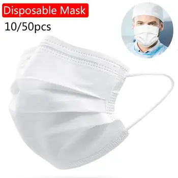 

10/50pcs Face Masks 3 Layers Mascarillas Respirator Non Woven Masque Anti Dust Mask