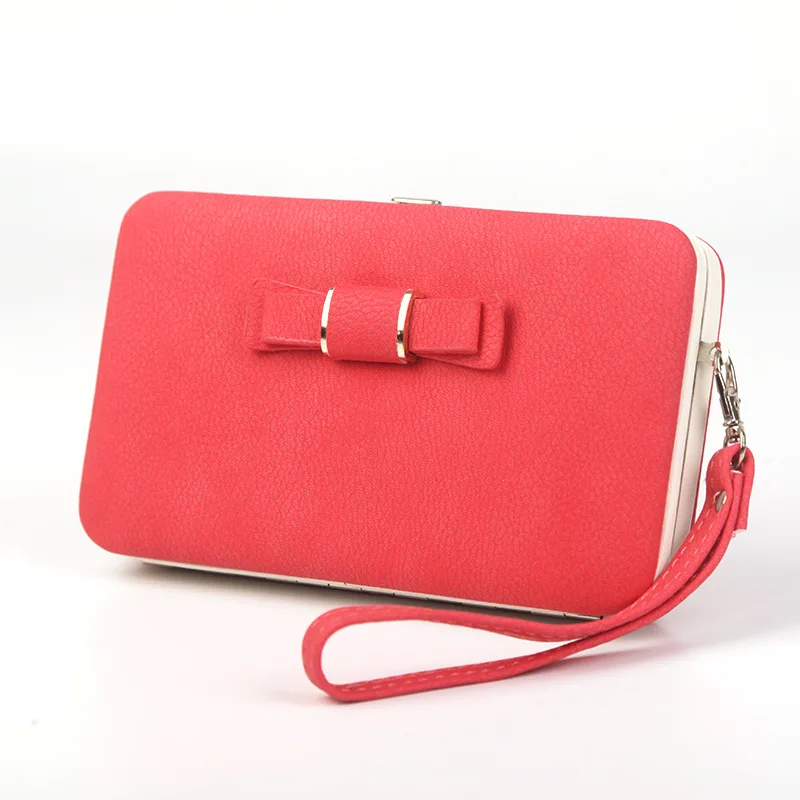 

2019 new Solid color Women Wallets with Zipper Pink Phone Pocket Purse Card Holder Patchwork Women Long Wallet Lady Coin Purse