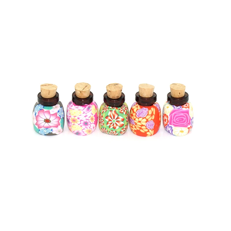 Soft Pottery Empty Bottle Aromatherapy Essential Oil Polymer Clay Perfume Cork Lid Pendant Handmade 25pcs/lot | Красота и здоровье