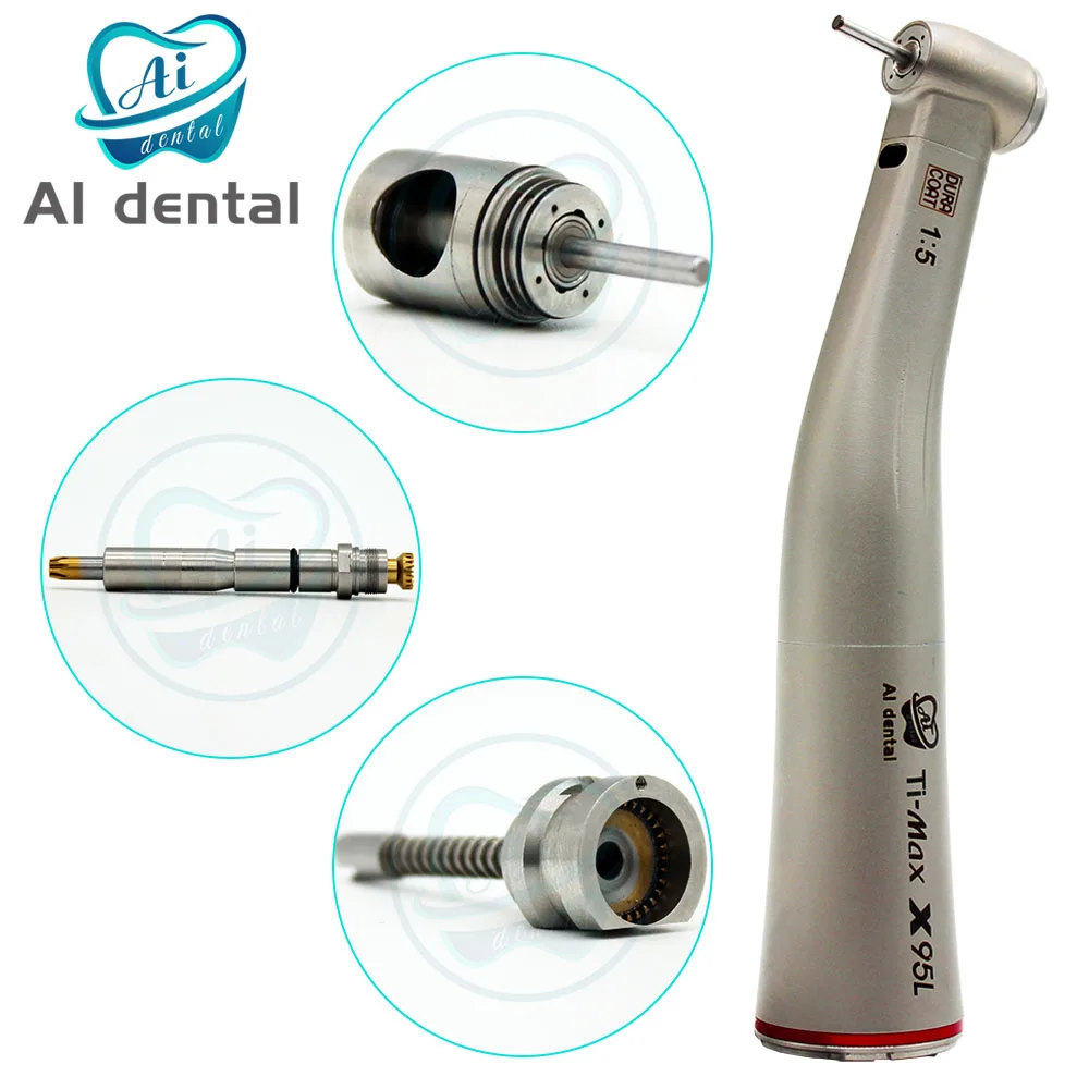 Dental N S K style 1.5 contra angle increasing slow speed LED handpiece with Japanese ball bearings and stainless Titanium body