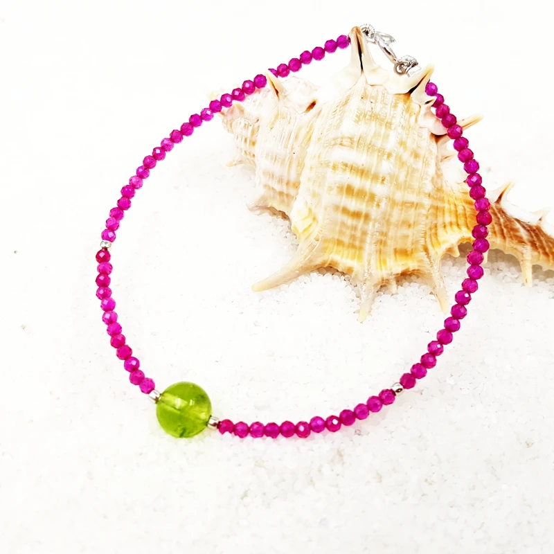 Lily ювелирные изделия настоящие перидоты, Переделанный рубиновый браслет серебро 925 пробы блестящий браслет "-8"