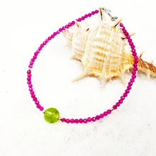 Lily ювелирные изделия настоящие перидоты, Переделанный рубиновый браслет серебро 925 пробы блестящий браслет "-8"