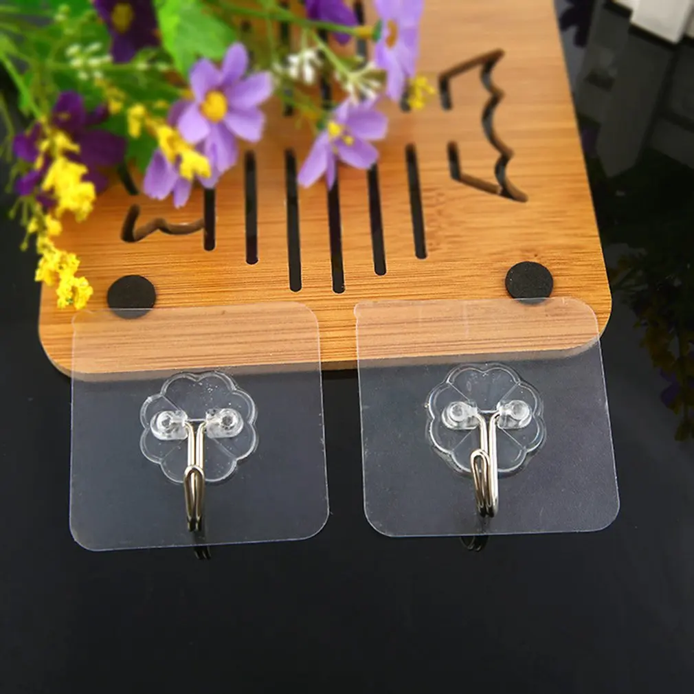 Multi-Purpose Home Towel Rack Transparent Pasted Hooks Bathroom Kitchen Wall Door Holder Hanger Hook Organizer