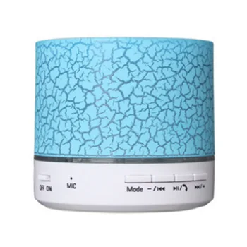 

Mini Bluetooth Speaker with Glare Light Portable Speakers LED Subwoofer U Disk Audio - Blue Big Crack Pattern Button Type