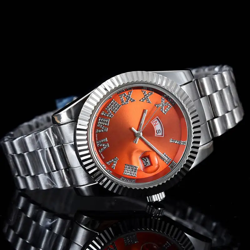 

Mens Watches Top Brand Luxury Male Watch Alloy Strap Automatic Man Watch Calendar Style Quartz Watch