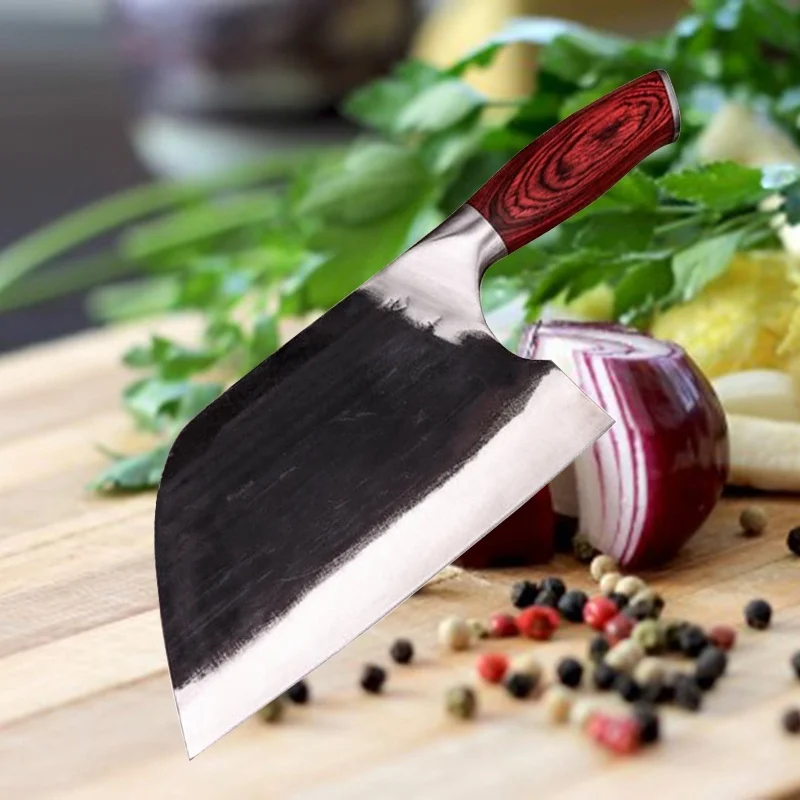 Кованый нож ручной работы из нержавеющей стали кухонный китайский мясной для