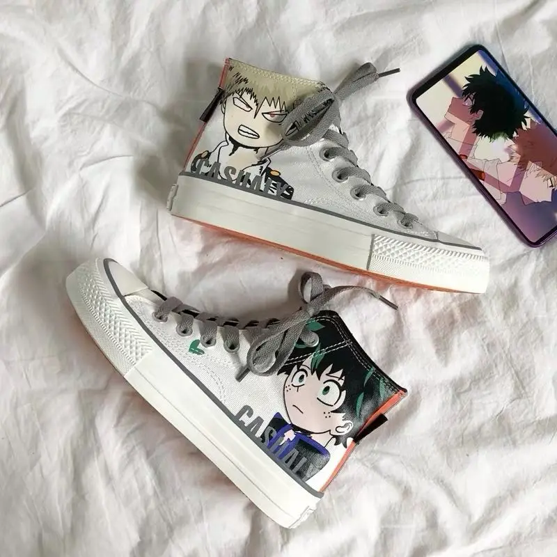 

Shoes Women Spring Autumn New Canvas Girls Students Shoes Kitty Cartoon Cat Korean Edition Ins Style White Shoes for Couples