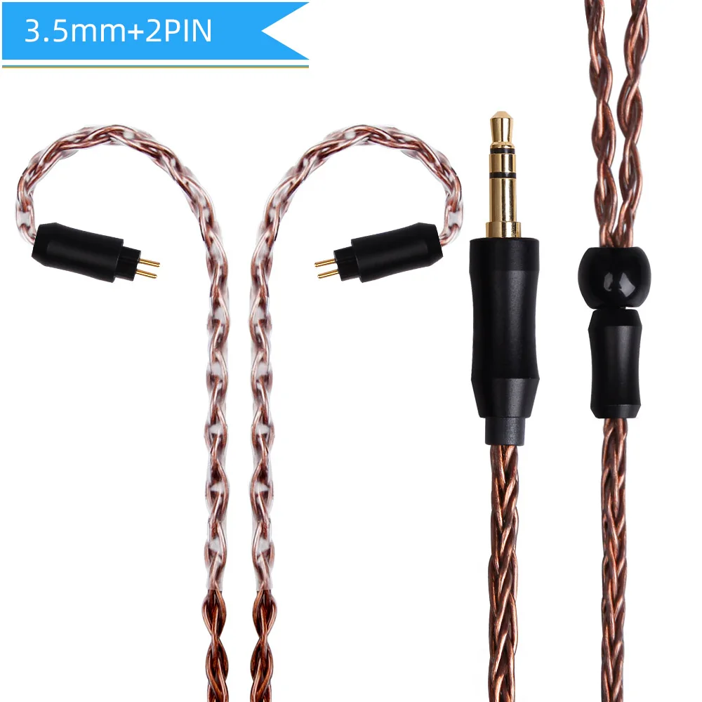 Bronze 3.5mm 2pin FDBRO 8core 2,5/3,5/4,4 мм сбалансированный с серебряным покрытием гарнитуры Кабель наушников аудио провода MMCX 2Pin 0,78 мм кабель для SE215 SE315 SE425 - Цвет: Bronze 3.5mm 2pin