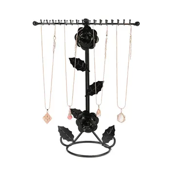 

Metal Rose Flower Jewelry Stand Earring Hanger Necklace Bracelet Organizer Storage Display Rack Hoop Watch Show Pallet