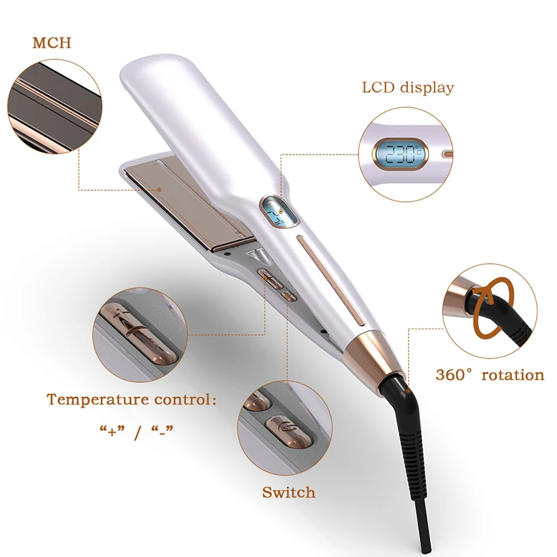 

New Mch Hair Straightener Fast Heating Liquid Crystal Display Electric Splint Roll Straight Dual-use Does Not Hurt Hair