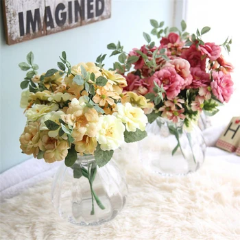 

10 Pcs/Lot Home Wedding Decorative Hybrid Artificial Flowers Cute Silk Fake Flowers Bridal Bouquet Party Decoration AF031
