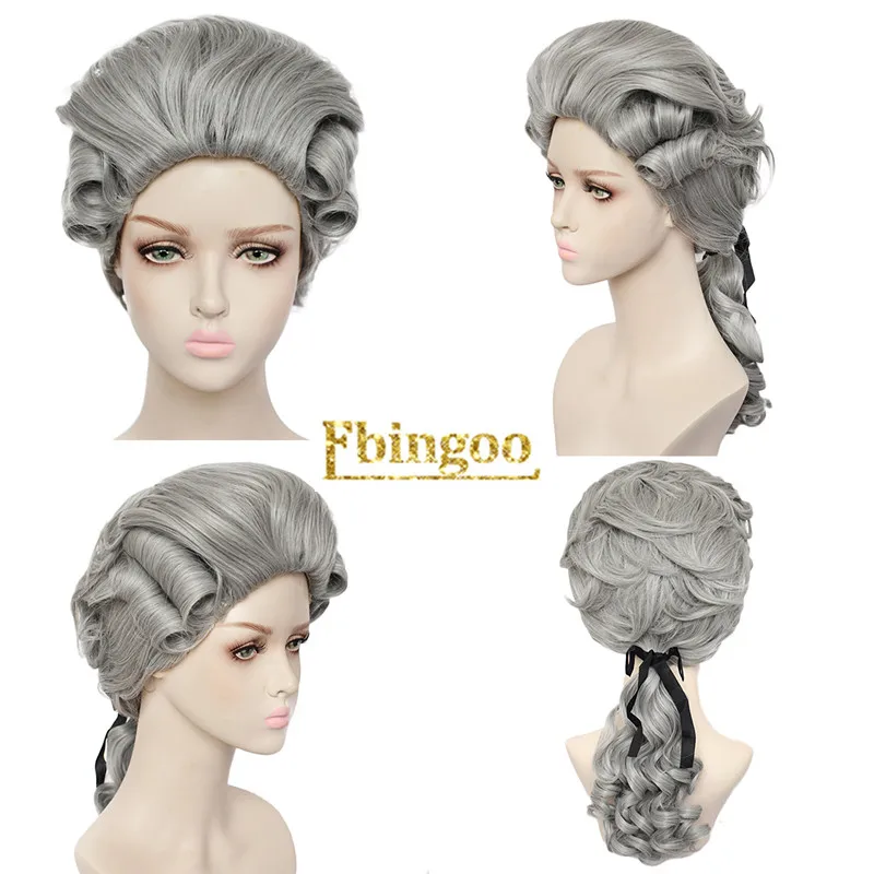 Ebingoo, белый, серый, черный, парик барокко, кудрявый, женский, костюм, парики для женщин, роскошная история, длинный синтетический парик для косплея