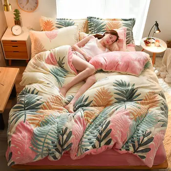 

Flannel quilt cover thick warm winter bedding