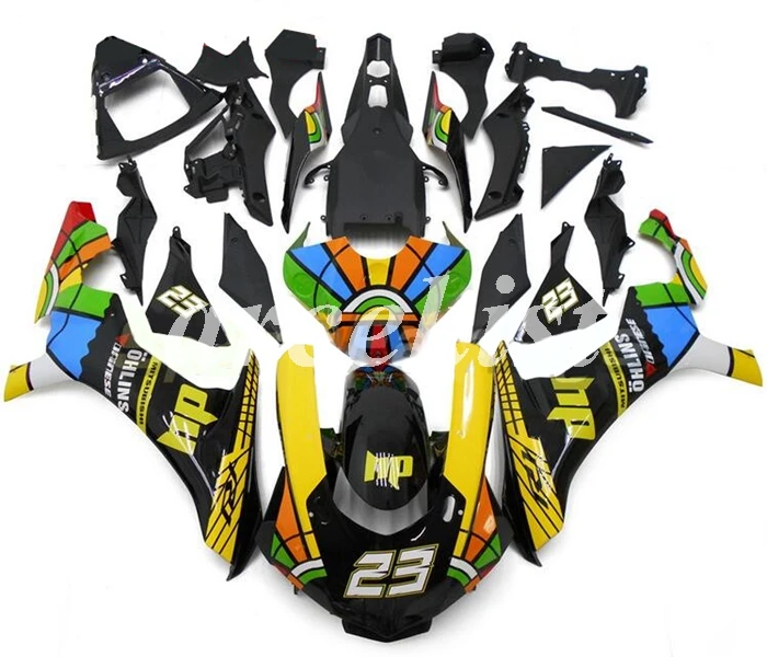 

Injection Mold New ABS Full Motorcycle Fairings Kit fit for YZF-R1 2015 2016 15 16 17 18 r1 Cool Yellow