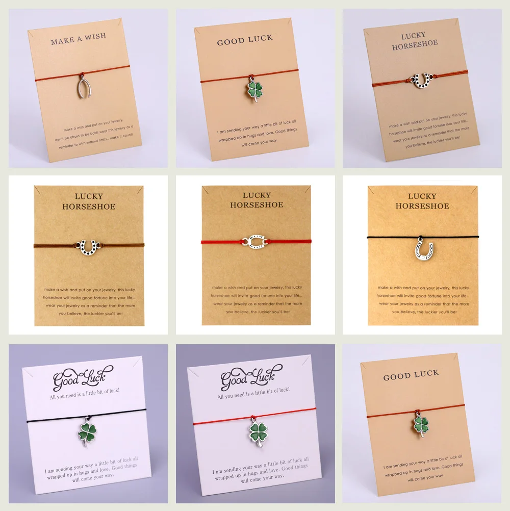 Lucky Four-Leaf Clover Fortune Shamrock Adjustable Charm Bracelets Horseshoe Women Men Unisex Girl Fashion Jewelry Chrismas Gift bracelet jewelry shell charm bracelets