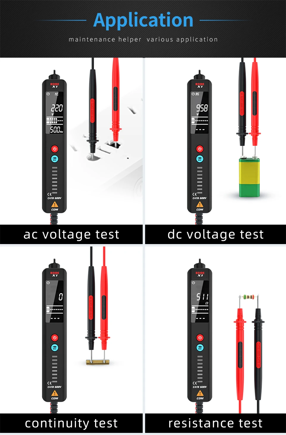 Voltímetro AC, Faixa Automática de Tensão, Resistência,