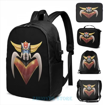 

Funny Graphic print UFO ROBO Grendizer USB Charge Backpack men School bags Women bag Travel laptop bag