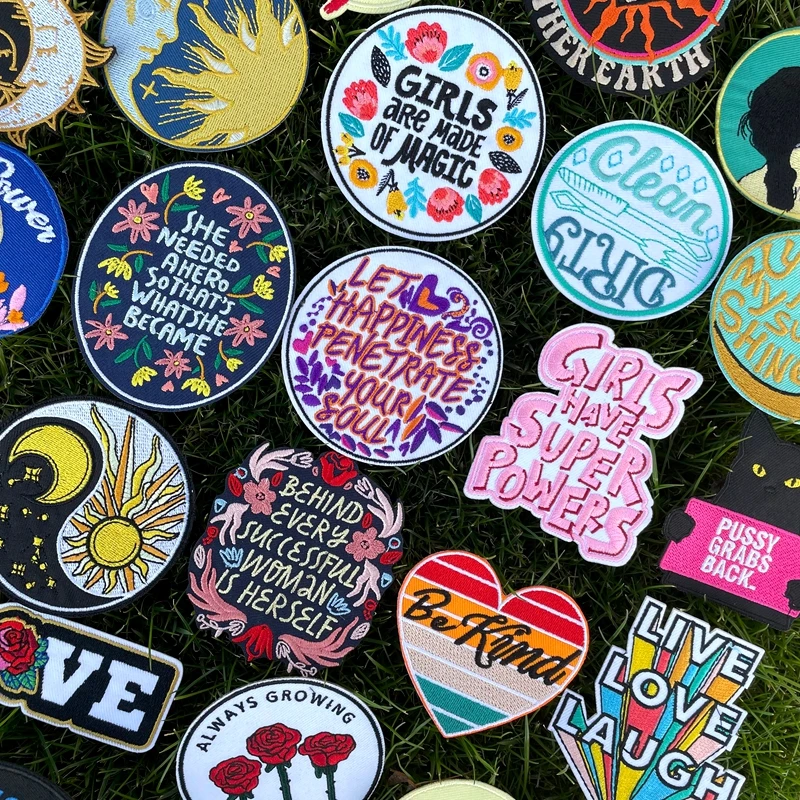 Letters Clothing Thermoadhesive Patches Sun &amp Moon Iron On Embroidery Cute Cartoon Applique DIY Clothes Stickers | Дом и сад
