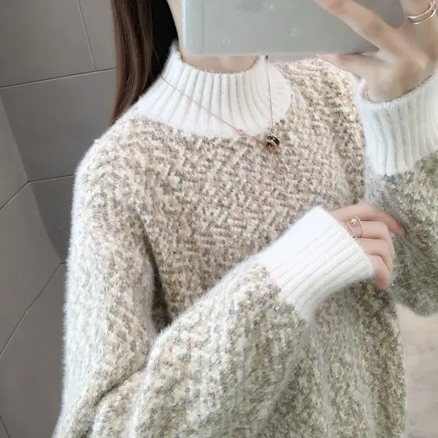 Blusas De Inverno Feminina, пуловер, свитер, 9496 реальное изображение, нижняя этикетка, пряжа, Короткий воротник, вязанная вставка 54