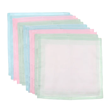 

A Dozen Soft Cotton Handkerchief Pocket Square Classic Check Pattern Hankie