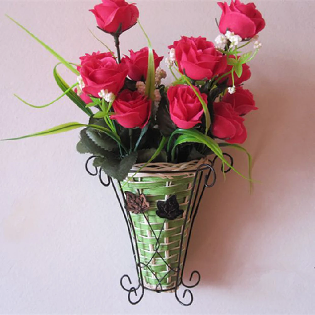 Weave Vine Mural Wall Hanging Artificial Flower Plant Basket Room Decor