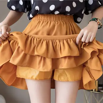 

Ruffles sexy high waist skirtWomen loose skirt shorts ladies summer mini shorts Female spring club slim beach bottoms skirt