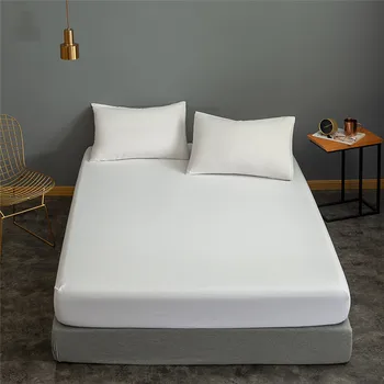 

Plain Color Mattress Protector with Elastic Band Breathable Bed Mattress Cover Fitted Sheet Bedspread Washable 160X200cm 1PC