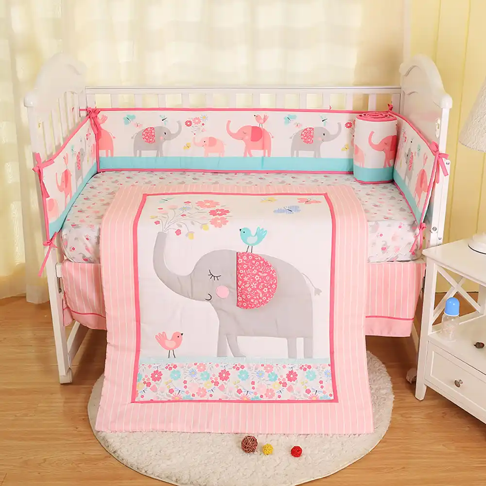 plain pink cot bedding