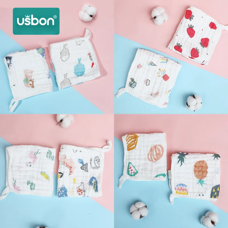 Usbon 4/8 шт. хлопок полотенца для новорожденных вытирания слюней младенцев Полотенца кормящих Полотенца для маленьких мальчиков Bebe, колготки для девочек, Детские мочалки салфетки для бани халаты платок с нарисованным лицом