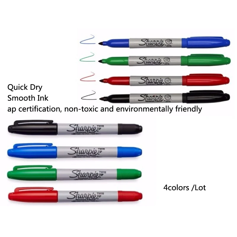 4colors/Lot Sharpie Permanent Marker Pen Twin Tip Fine Markers Quick Dry Ink Smooth Writing Cd Marker permanent marker pen permanent marker markers pen permanent markers marker pens