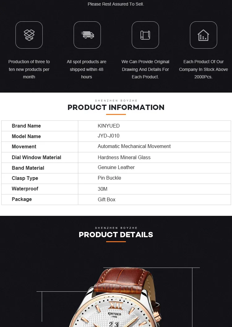 Kinyued Real Mechanical Watches Men Hot Fashion Automatic Tourbillon Leather Band Wristwatches Gold Reloges Skeleton Hand Watch