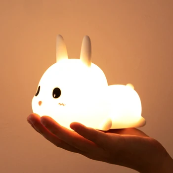 

Bedside Lamp Bunny LED Creative Silicone Pat Light USB Bedroom Decor Night Lamps for Household Living Room Accessories
