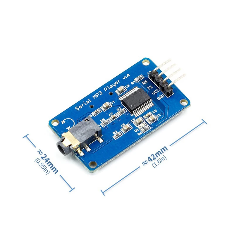 YX5300 MP3 музыкальный плеер Модуль UART TTL серийный для MP3/WAV Micro SD/SDHC карты | Электроника
