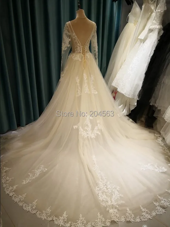 Impresionante Linea A Vestidos De Novia 2020 Vestido De Novia De Encaje Con Mangas Largas De Cualquier Tamano Color Vestidos De Novia Aliexpress