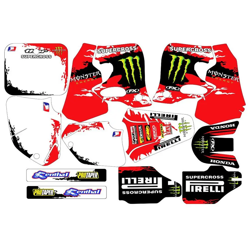 

For HONDA CR125 CR250 1993 1994 New Full Graphics Decals Stickers Custom Number Name 3M Bright Stickers Waterproof