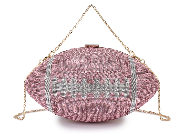 Luxy Moon Pink Unique Sequin Rugby Clutch Bag Front View