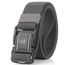 Elastic Men Belt Alloy Magnetic Buckle Outdoor Working Tactical Belt For Jeans Pants Casual Stretch Overalls Male Waist Belt New
