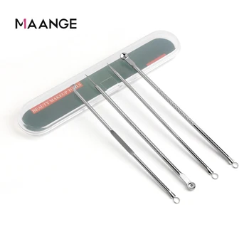 

MAANGE 4 Pcs Set Stainless Steel Extractor Blackhead Remover Needles Acne Pimple Blemish Treatments Face Skin Care Beauty Tools