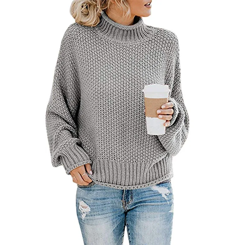 

Autumn Winter 2019 Turtleneck Sweater Women Casual Long Sleeves Plus Size Knitted Pullovers Female Oversize Sweaters Pull Femme