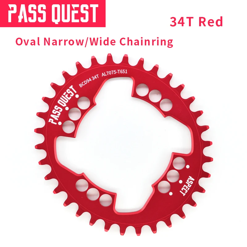 Pass Quest, 11 скоростей, Овальный горный велосипед, цепи 94BCD, GX, Кривошип, велосипедная рукоятка, передняя Звездочка шатун, горный велосипед, части 32-38T - Цвет: 34T Red