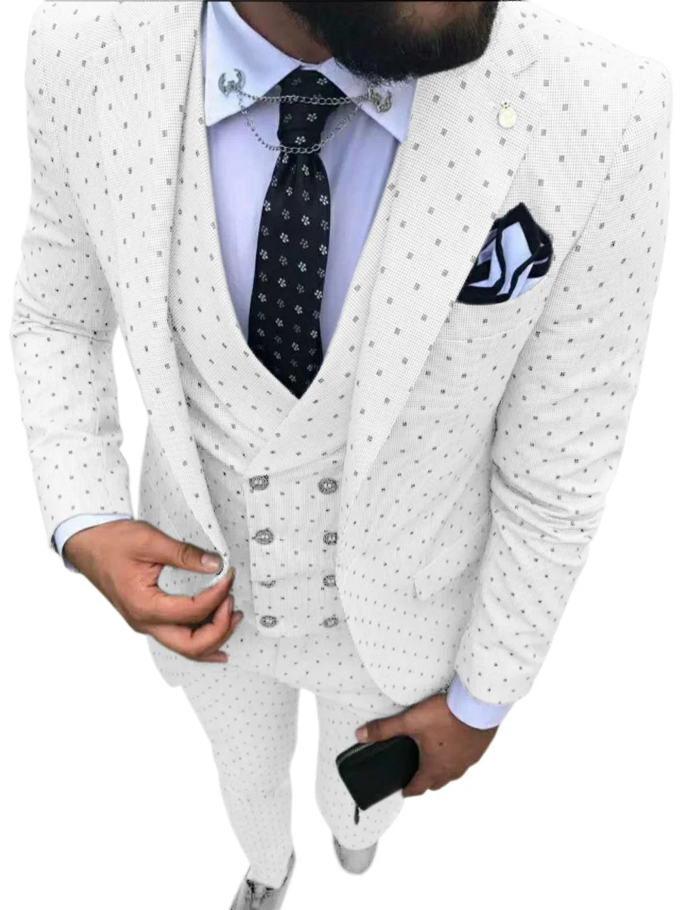 Mens suits Wave point Three Pieces Men Dress Suits Casual Commuter office business suits For Wedding(Blazer+Vest+Pants) Mens suits Wave point Three Pieces Men Dress Suits Casual Commuter office business suits For Wedding(Blazer+Vest+Pants)