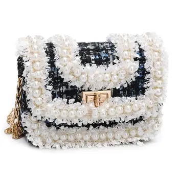 

Fashion Woolen Crossbody Bag Handbags Kids Children Girl Elegant Pearls Purse Chain Small Shoulder Messenger Bags Bolsas Mujer
